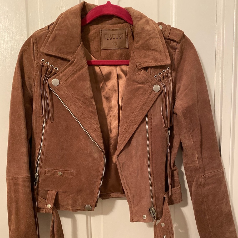 Blank NYC suede Moto fringe jacket